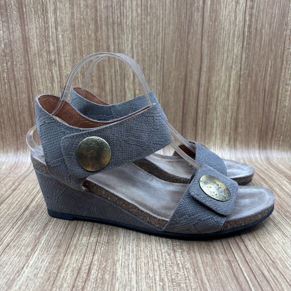 Taos Pyramid Grey Snake Wedge Leather Cork Women’s‎ Sandal Size 10-10.5 / 41 main image 6